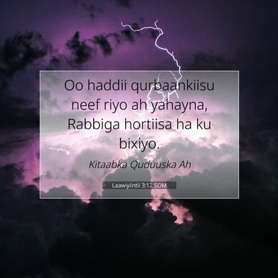 Picture 07 - Laawiyiintii 3:12 SOM - Oo haddii qurbaankiisu neef riyo ah yahayna, - Bible Verse Picture
