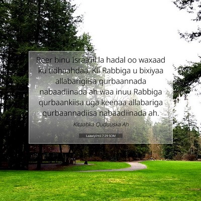 Picture 07 - Laawiyiintii 7:29 SOM - Reer binu Israa'iil la hadal oo waxaad ku - Bible Verse Picture