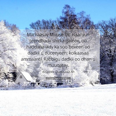 Picture 07 - Laawiyiintii 9:23 SOM - Markaasay Muuse iyo Haaruun teendhadii shirka - Bible Verse Picture