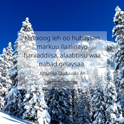 Picture 07 - Luukos 11:21 SOM - Nin xoog leh oo hubaysan markuu ilaalinayo - Bible Verse Picture