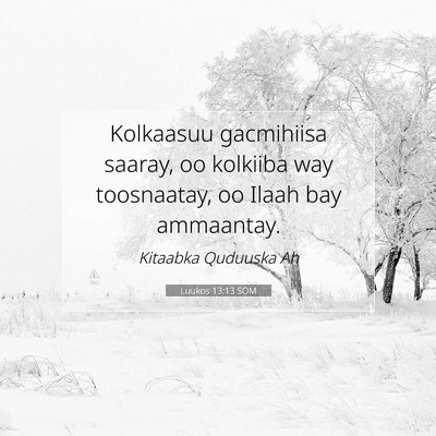 Picture 07 - Luukos 13:13 SOM - Kolkaasuu gacmihiisa saaray, oo kolkiiba way - Bible Verse Picture
