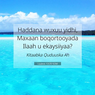 Picture 07 - Luukos 13:20 SOM - Haddana wuxuu yidhi, Maxaan boqortooyada Ilaah u - Bible Verse Picture