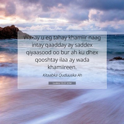 Picture 07 - Luukos 13:21 SOM - Waxay u eg tahay khamiir naag intay qaadday ay - Bible Verse Picture