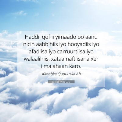 Picture 07 - Luukos 14:26 SOM - Haddii qof ii yimaado oo aanu nicin aabbihiis iyo - Bible Verse Picture