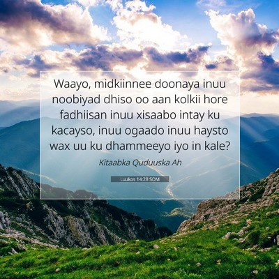 Picture 07 - Luukos 14:28 SOM - Waayo, midkiinnee doonaya inuu noobiyad dhiso oo - Bible Verse Picture