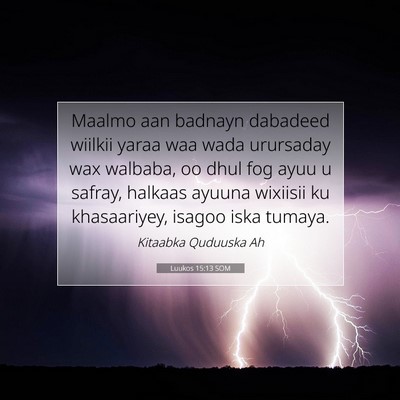 Picture 07 - Luukos 15:13 SOM - Maalmo aan badnayn dabadeed wiilkii yaraa waa - Bible Verse Picture