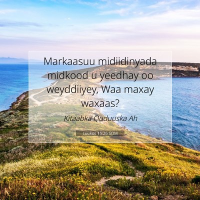 Picture 07 - Luukos 15:26 SOM - Markaasuu midiidinyada midkood u yeedhay oo - Bible Verse Picture