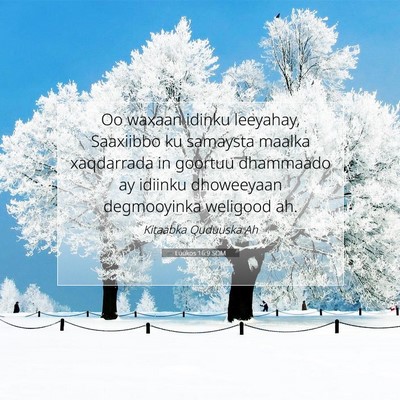 Picture 07 - Luukos 16:9 SOM - Oo waxaan idinku leeyahay, Saaxiibbo ku samaysta - Bible Verse Picture