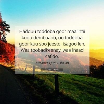 Picture 07 - Luukos 17:4 SOM - Hadduu toddoba goor maalintii kugu dembaabo, oo - Bible Verse Picture
