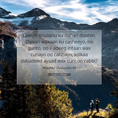 Picture 07 - Luukos 17:8 SOM - Laakiin miyaanu ku odhan doonin, Diyaari waxaan - Bible Verse Picture