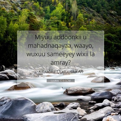 Picture 07 - Luukos 17:9 SOM - Miyuu addoonkii u mahadnaqayaa, waayo, wuxuu - Bible Verse Picture