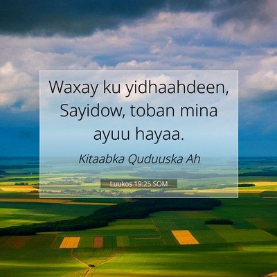 Picture 07 - Luukos 19:25 SOM - Waxay ku yidhaahdeen, Sayidow, toban mina ayuu - Bible Verse Picture