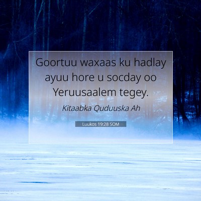 Picture 07 - Luukos 19:28 SOM - Goortuu waxaas ku hadlay ayuu hore u socday oo - Bible Verse Picture