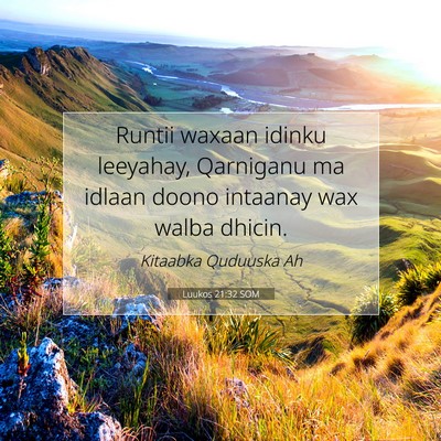 Picture 07 - Luukos 21:32 SOM - Runtii waxaan idinku leeyahay, Qarniganu ma - Bible Verse Picture