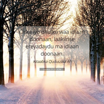 Picture 07 - Luukos 21:33 SOM - Cirka iyo dhulku waa idlaan doonaan, laakiinse - Bible Verse Picture