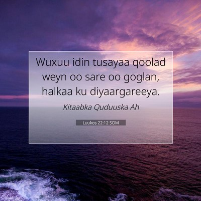 Picture 07 - Luukos 22:12 SOM - Wuxuu idin tusayaa qoolad weyn oo sare oo goglan, - Bible Verse Picture