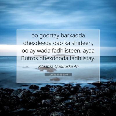 Picture 07 - Luukos 22:55 SOM - oo goortay barxadda dhexdeeda dab ka shideen, oo - Bible Verse Picture