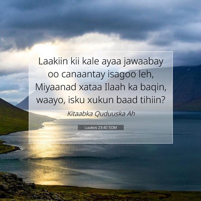 Picture 07 - Luukos 23:40 SOM - Laakiin kii kale ayaa jawaabay oo canaantay - Bible Verse Picture