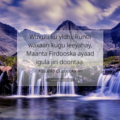 Picture 07 - Luukos 23:43 SOM - Wuxuu ku yidhi, Runtii waxaan kugu leeyahay, - Bible Verse Picture