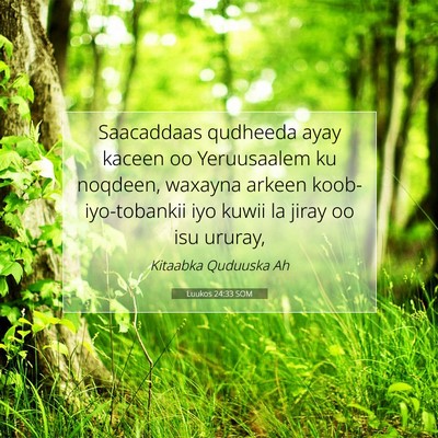 Picture 07 - Luukos 24:33 SOM - Saacaddaas qudheeda ayay kaceen oo Yeruusaalem ku - Bible Verse Picture