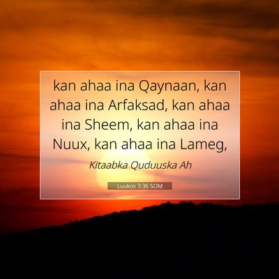 Picture 07 - Luukos 3:36 SOM - kan ahaa ina Qaynaan, kan ahaa ina Arfaksad, kan - Bible Verse Picture