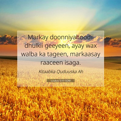 Picture 07 - Luukos 5:11 SOM - Markay doonniyahoodii dhulkii geeyeen, ayay wax - Bible Verse Picture