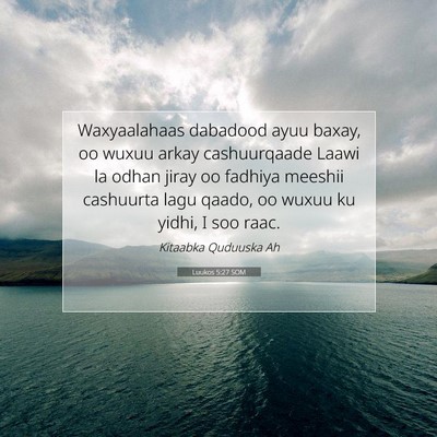 Picture 07 - Luukos 5:27 SOM - Waxyaalahaas dabadood ayuu baxay, oo wuxuu arkay - Bible Verse Picture