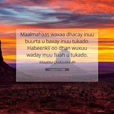 Picture 07 - Luukos 6:12 SOM - Maalmahaas waxaa dhacay inuu buurta u baxay inuu - Bible Verse Picture