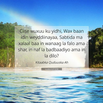 Picture 07 - Luukos 6:9 SOM - Ciise wuxuu ku yidhi, Wax baan idin weyddiinayaa, - Bible Verse Picture