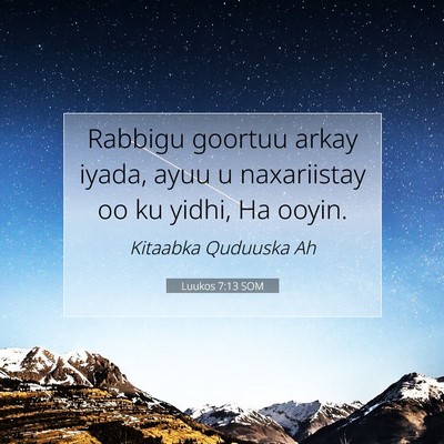 Picture 07 - Luukos 7:13 SOM - Rabbigu goortuu arkay iyada, ayuu u naxariistay - Bible Verse Picture