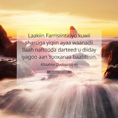 Picture 07 - Luukos 7:30 SOM - Laakiin Farrisiintii iyo kuwii sharciga yiqiin - Bible Verse Picture