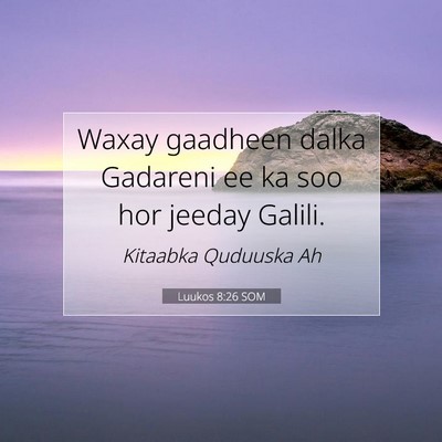 Picture 07 - Luukos 8:26 SOM - Waxay gaadheen dalka Gadareni ee ka soo hor - Bible Verse Picture