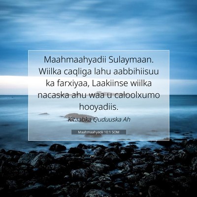 Picture 07 - Maahmaahyadii 10:1 SOM - Maahmaahyadii Sulaymaan. Wiilka caqliga lahu - Bible Verse Picture