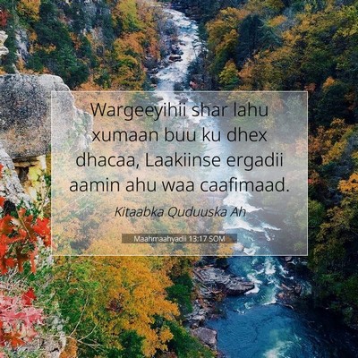 Picture 07 - Maahmaahyadii 13:17 SOM - Wargeeyihii shar lahu xumaan buu ku dhex dhacaa, - Bible Verse Picture