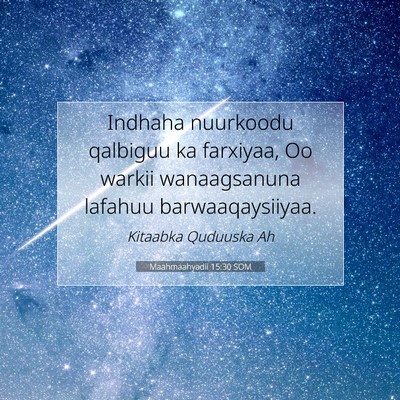 Picture 07 - Maahmaahyadii 15:30 SOM - Indhaha nuurkoodu qalbiguu ka farxiyaa, Oo warkii - Bible Verse Picture