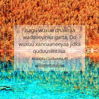 Picture 07 - Maahmaahyadii 2:8 SOM - Isagu wuxuu dhawraa waddooyinka garta, Oo wuxuu - Bible Verse Picture