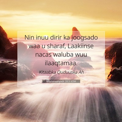 Picture 07 - Maahmaahyadii 20:3 SOM - Nin inuu dirir ka joogsado waa u sharaf, - Bible Verse Picture
