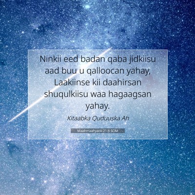 Picture 07 - Maahmaahyadii 21:8 SOM - Ninkii eed badan qaba jidkiisu aad buu u - Bible Verse Picture