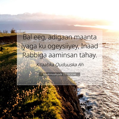 Picture 07 - Maahmaahyadii 22:19 SOM - Bal eeg, adigaan maanta iyaga ku ogeysiiyey, - Bible Verse Picture