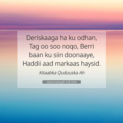 Picture 07 - Maahmaahyadii 3:28 SOM - Deriskaaga ha ku odhan, Tag oo soo noqo, Berri - Bible Verse Picture