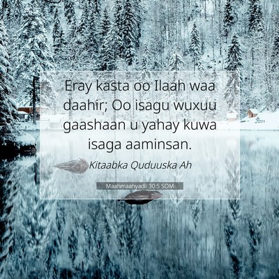 Picture 07 - Maahmaahyadii 30:5 SOM - Eray kasta oo Ilaah waa daahir; Oo isagu wuxuu - Bible Verse Picture