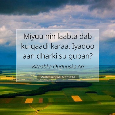 Picture 07 - Maahmaahyadii 6:27 SOM - Miyuu nin laabta dab ku qaadi karaa, Iyadoo aan - Bible Verse Picture