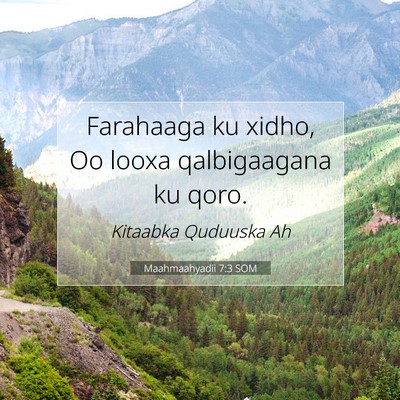 Picture 07 - Maahmaahyadii 7:3 SOM - Farahaaga ku xidho, Oo looxa qalbigaagana ku - Bible Verse Picture