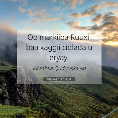 Picture 07 - Markos 1:12 SOM - Oo markiiba Ruuxii baa xaggii cidlada u - Bible Verse Picture