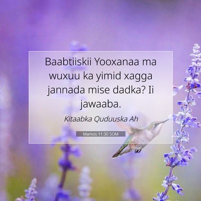 Picture 07 - Markos 11:30 SOM - Baabtiiskii Yooxanaa ma wuxuu ka yimid xagga - Bible Verse Picture