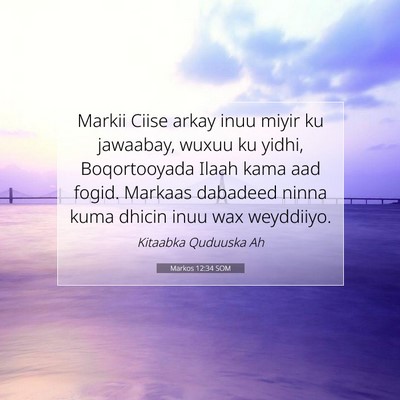 Picture 07 - Markos 12:34 SOM - Markii Ciise arkay inuu miyir ku jawaabay, wuxuu - Bible Verse Picture