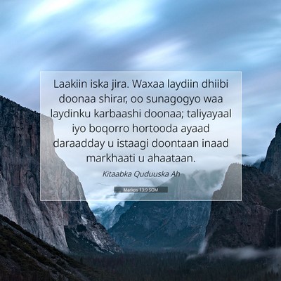 Picture 07 - Markos 13:9 SOM - Laakiin iska jira. Waxaa laydiin dhiibi doonaa - Bible Verse Picture
