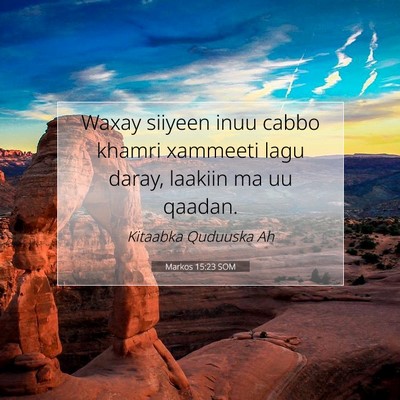 Picture 07 - Markos 15:23 SOM - Waxay siiyeen inuu cabbo khamri xammeeti lagu - Bible Verse Picture