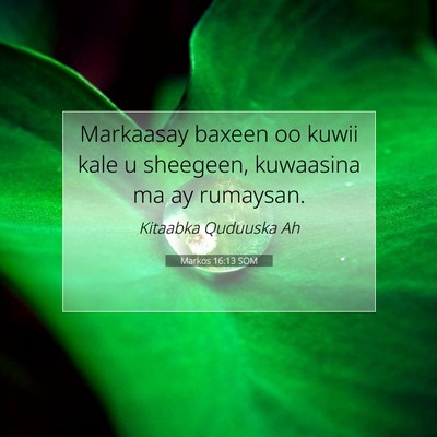 Picture 07 - Markos 16:13 SOM - Markaasay baxeen oo kuwii kale u sheegeen, - Bible Verse Picture