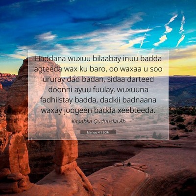 Picture 07 - Markos 4:1 SOM - Haddana wuxuu bilaabay inuu badda agteeda wax ku - Bible Verse Picture